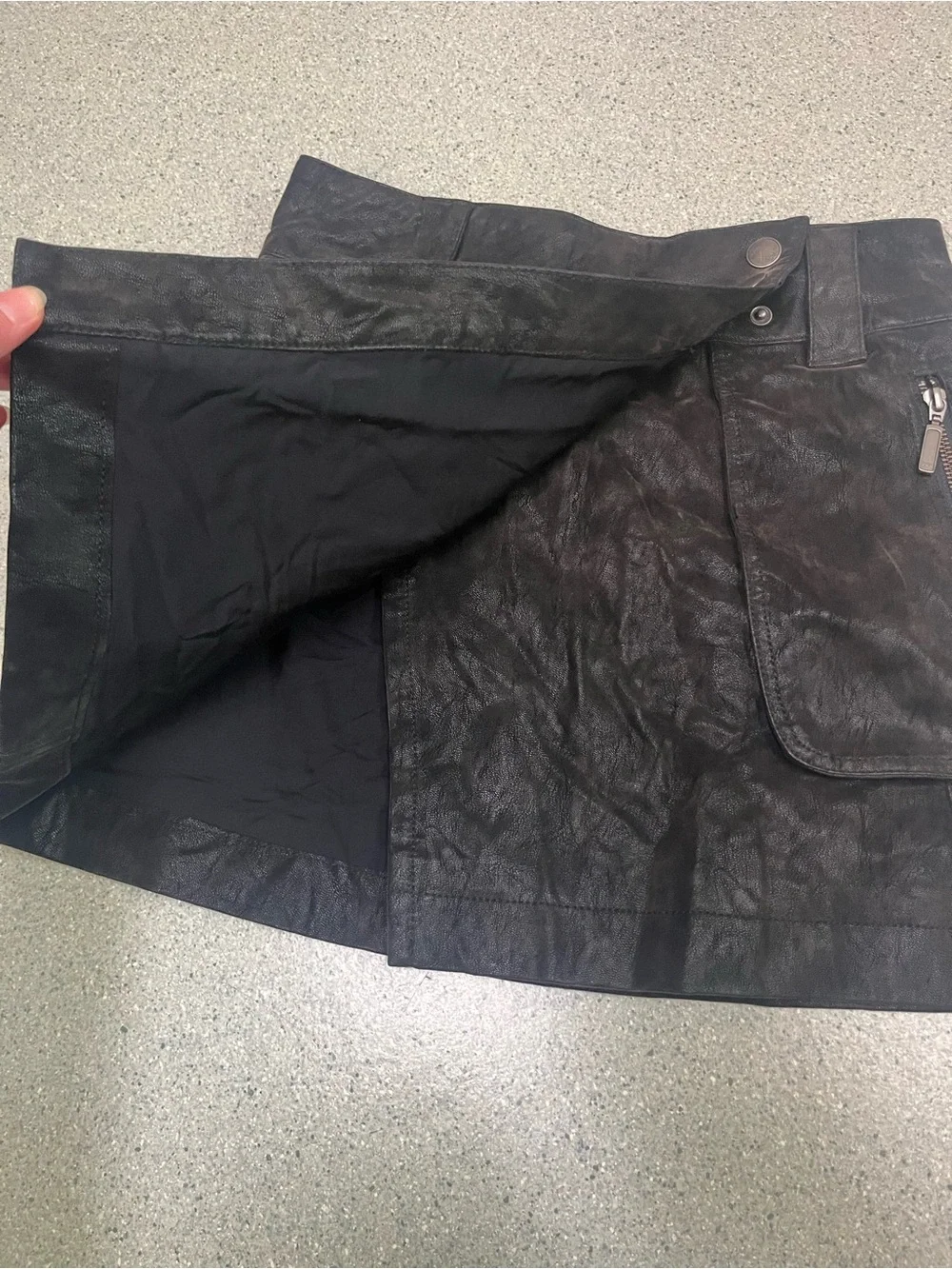 Free People Carson Black Leather Utility Wrap Mini Skirt NWT Size 0